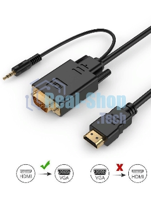 Кабель-переходник аудио-видео Premier 5-983AU HDMI (m)/VGA (m) 1.8м. черный (5-983AU 1.8)