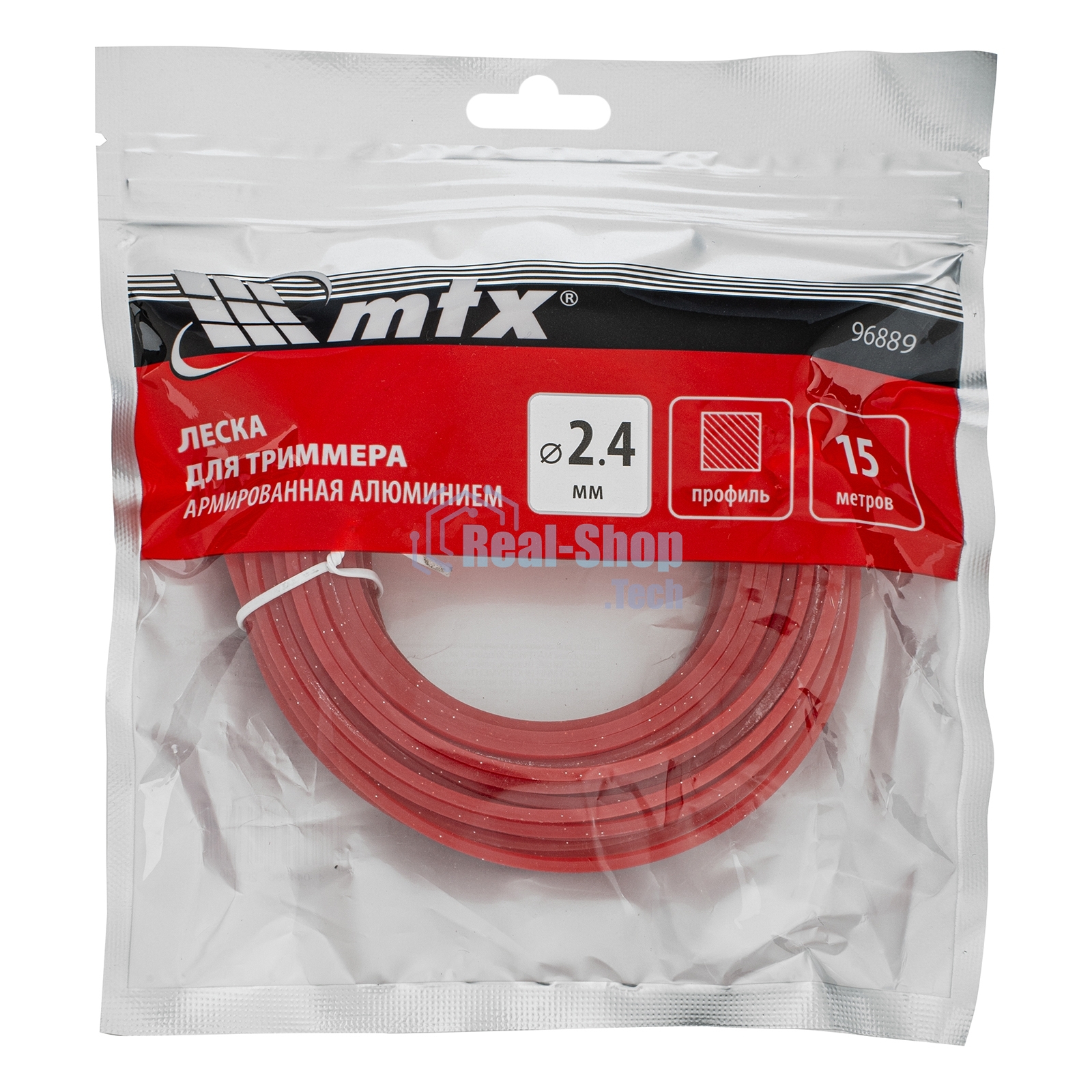 Леска для триммера MTX армированная алюминием квадрат 2,4 мм х 15 м