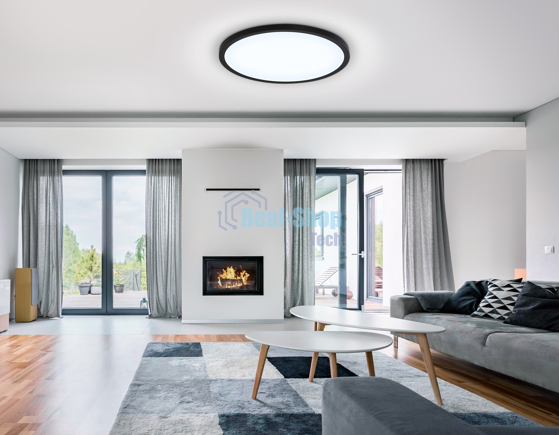 Светильник светодиодный ультратонкий Ambrella light FZ1961 BK черный IP54 40W 5000K D470*15 (Без ПДУ)