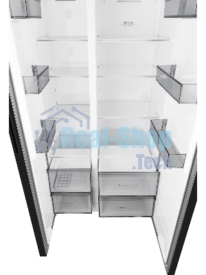 Холодильник Weissgauff WSBS 550 Built-in NoFrost Inverter черный двухкамерный 325/190л морозилка сбоку, No Frost, Side by Side