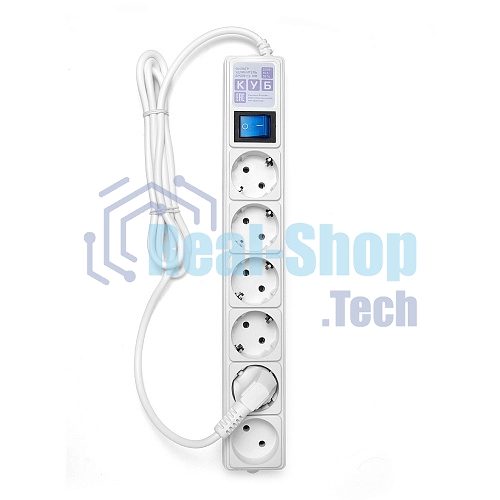 Сетевой фильтр Power Cube 1,9 м 6 розеток (белый) 16B/3,5 кВт