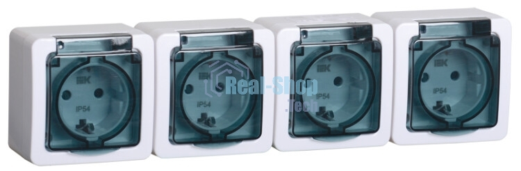 Розетка IEK ERMP42-K03-16-54-EC РСб24-3-ГПБд роз 4м с з/к о/у IP54 (дымчатый) ГЕРМЕС PLUS