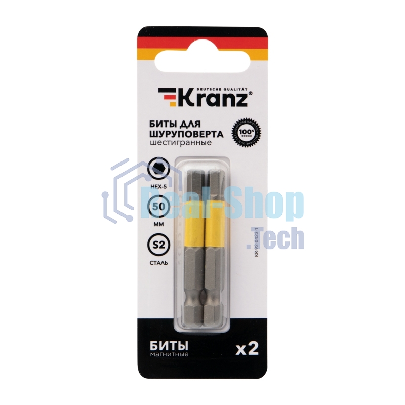 Бита шестигранная для шуруповерта Kranz HEX5х50 мм (2 шт./уп.)