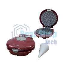 Вафельница Willmark WM-103R (1 круглая ваф. форма, терморегулятор, 750Вт, конус для морож., красная)
