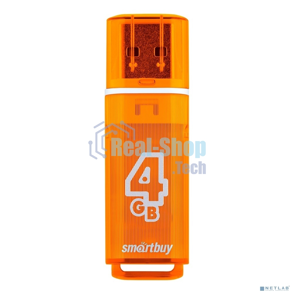 Флешка USB Smartbuy Glossy series Orange (SB4 GbGS-Or), 4Gb, USB 2.0, R/W 25/15, оранжевый