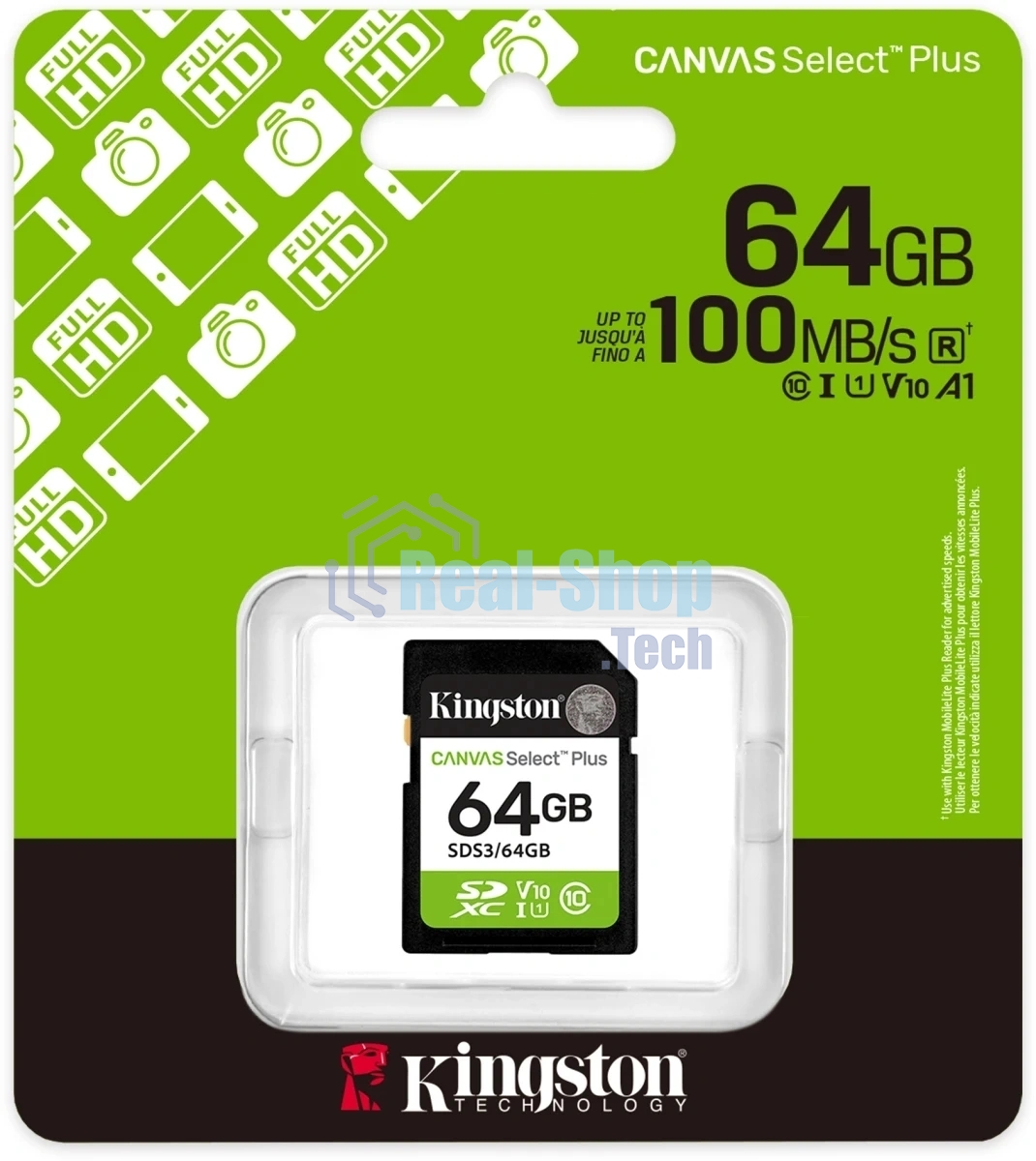 Флеш карта SDXC 64Gb Kingston SDS3/64Gb Canvas Select Plus w/o adapter