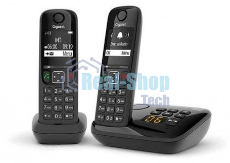 Радиотелефон Dect Gigaset AS690A DUO черный (труб. в компл.:2шт) автооветчик АОН