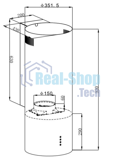 Вытяжка пристенная Maunfeld Lee Wall 35 нержавеющая сталь, 35 см, 1050 куб. м/ч, 54 дБ
