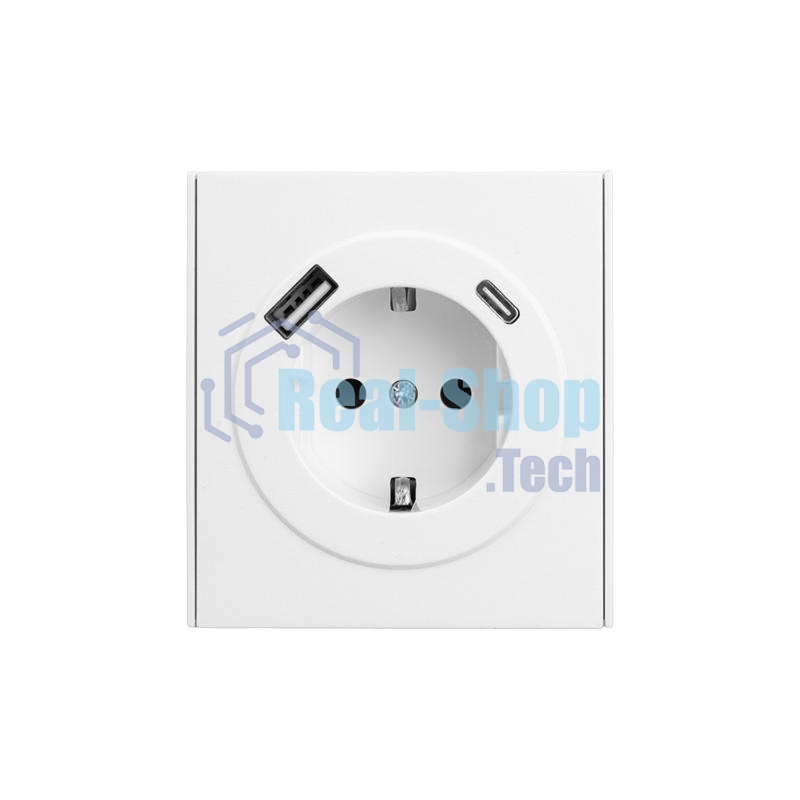 Розетка Kranz STRONG 1-ая с/з с/у з/ш 16А с USB A+C быстрой зарядки 5В/3А жемчуг