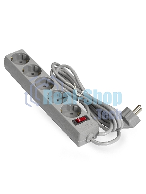 Сетевой фильтр ExeGate EX285799RUS EC-5-3G (5 евророзетки с заземлением, 3 м, защита от перегрузки, выключатель с подсветкой, серый)