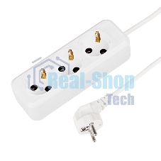 Удлинитель Rexant 3 гнезда, 5 м, 3х1.0 мм², с/з, белый (Сделано в России)