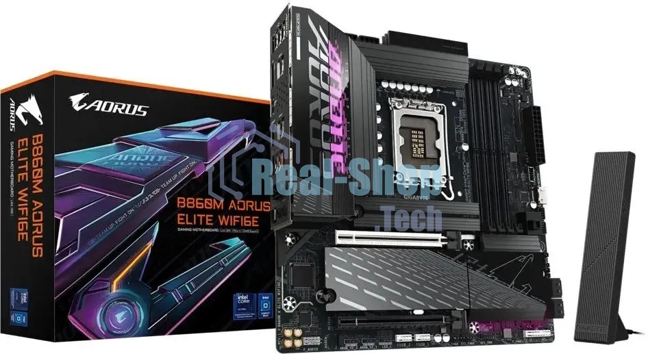 Материнская плата Gigabyte B860M AORUS ELITE WIFI6E, LGA 1851, Intel B860, 4xDDR5, 4xSATA, 3xM.2, 1xPCIe 5.0 x16, 1xPCIe 4.0 x4, 1xHDMI, 1xDP, 1xUSB4 Type-C, 1x 2.5Gb LAN, 4xUSB-A 3.2 Gen 1, 2xUSB-A 3.2 Gen 2, 4xUSB-A 2.0, 7.1, mATX