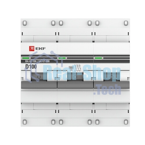 Выключатель автоматический модульный 3п D 100А 10кА ВА 47-100 PROxima EKF mcb47100-3-100D-pro