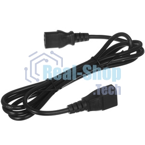 Шнур PowerCube ПВС-АП 3x0,75 C13С14-250-10-1,8, черный, 1,8 м, C13-C14, 3x0.75, 10А, с заземлением,