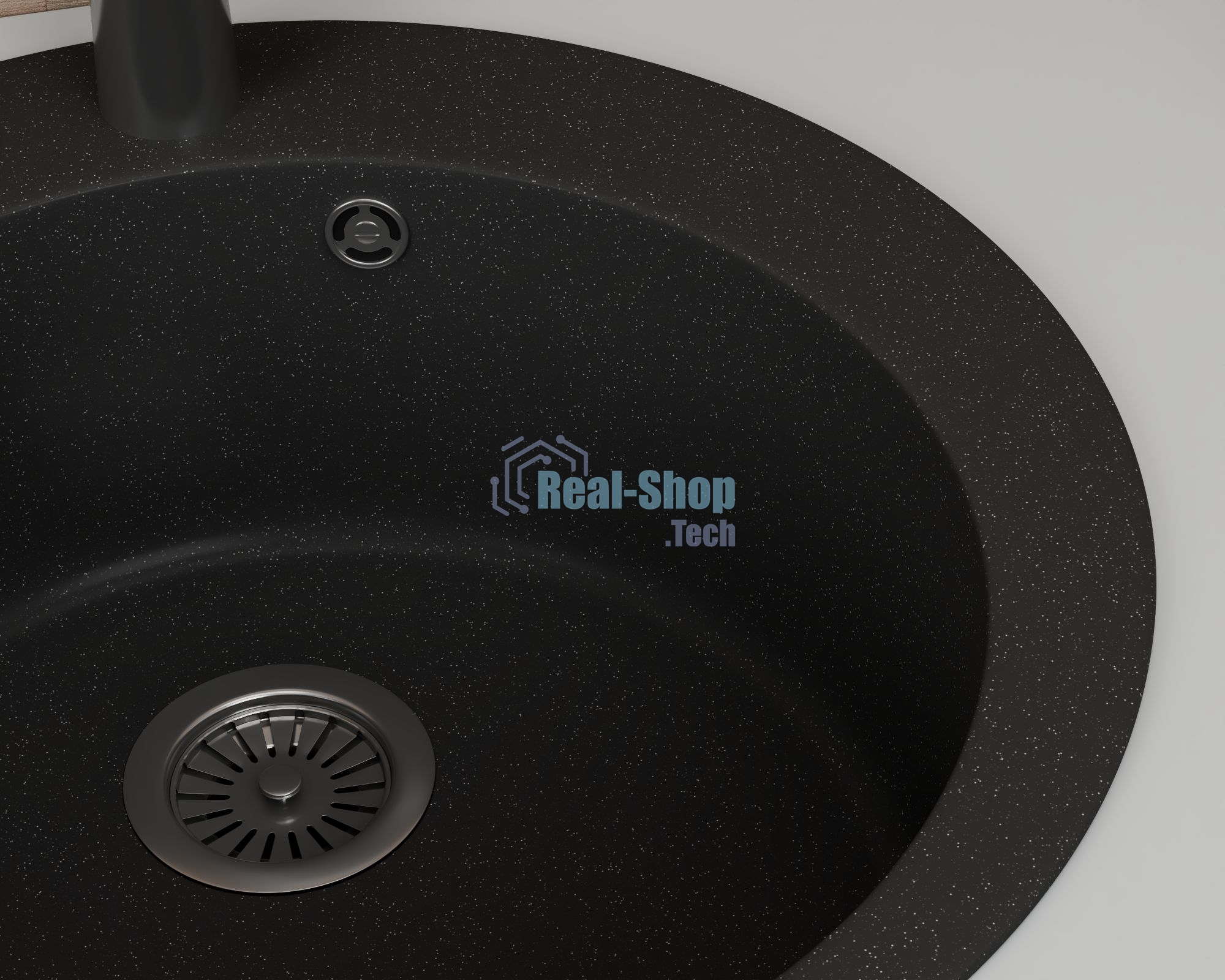 Мойка для кухни BAU Dream Black stone D 50, выпуск с сифоном в комплекте, черный камень