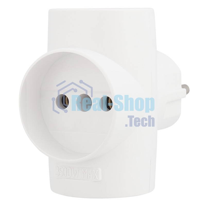 Тройник электрический Rexant 10 А без заземления белый