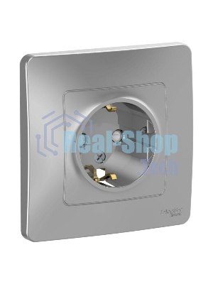 Розетка 1-м СП Blanca 16А IP20 250 В с заземл. защ. шторки алюм. SchE BLNRS001113