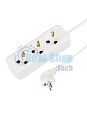 Удлинитель Rexant 3 гнезда, 3 м, 3х1.0 мм², с/з, белый (Сделано в России)