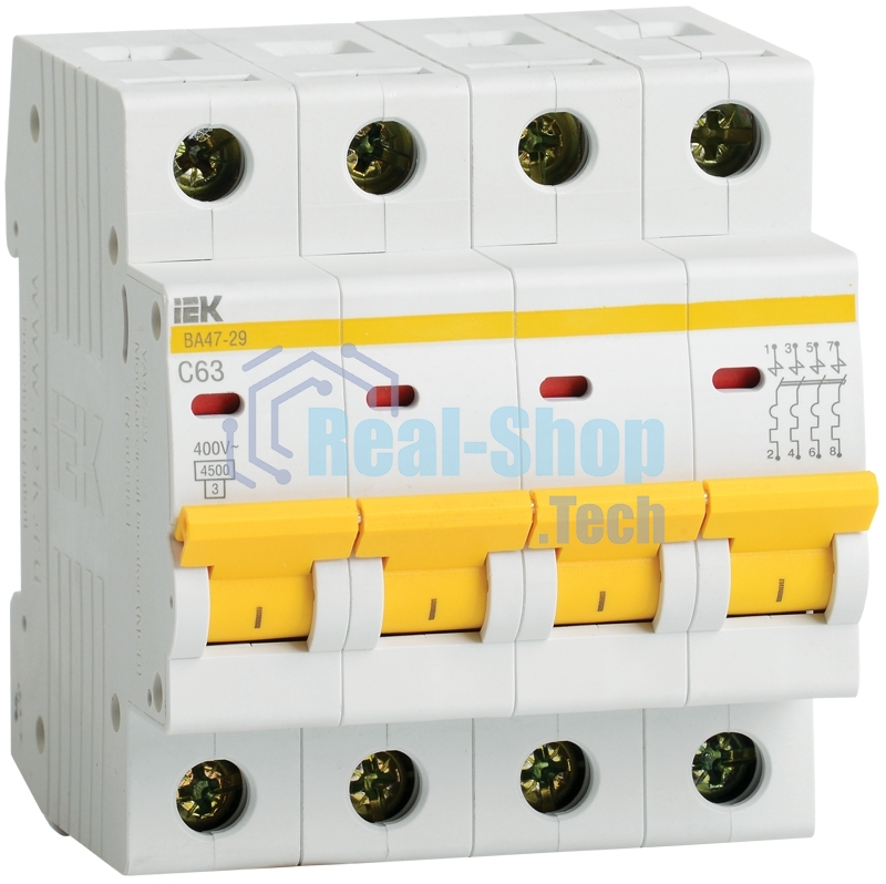 Выключатель автоматический модульный 4п C 16А 4.5кА ВА47-29 ИЭК MVA20-4-016-C