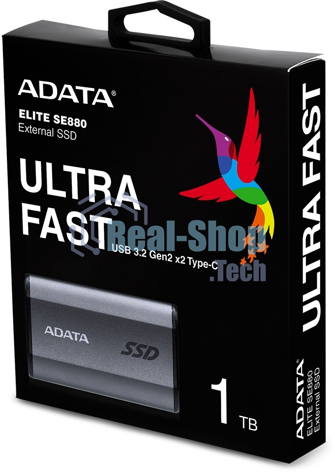 Внешний SSD ADATA Elite SE880, 1TB, USB 3.2 Gen 2x2 Type-C, R/W 2000/2000, серый