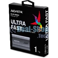 Внешний SSD ADATA Elite SE880, 1TB, USB 3.2 Gen 2x2 Type-C, R/W 2000/2000, серый