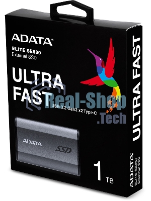 Внешний SSD ADATA Elite SE880, 1TB, USB 3.2 Gen 2x2 Type-C, R/W 2000/2000, серый