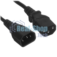 Шнур PowerCube ПВС-АП 3x0,75 C13С14-250-10-1,8, черный, 1,8 м, C13-C14, 3x0.75, 10А, с заземлением,