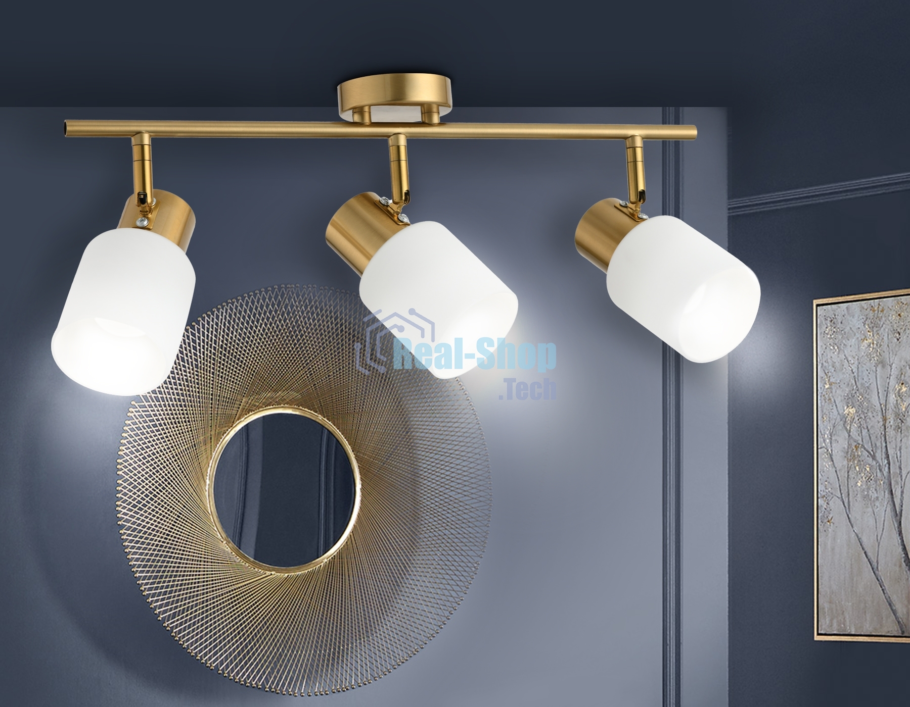 Настенно-потолочный спот TR3972/3 BS/FR латунь/белый матовый E27*3 max 40W 460*80*140