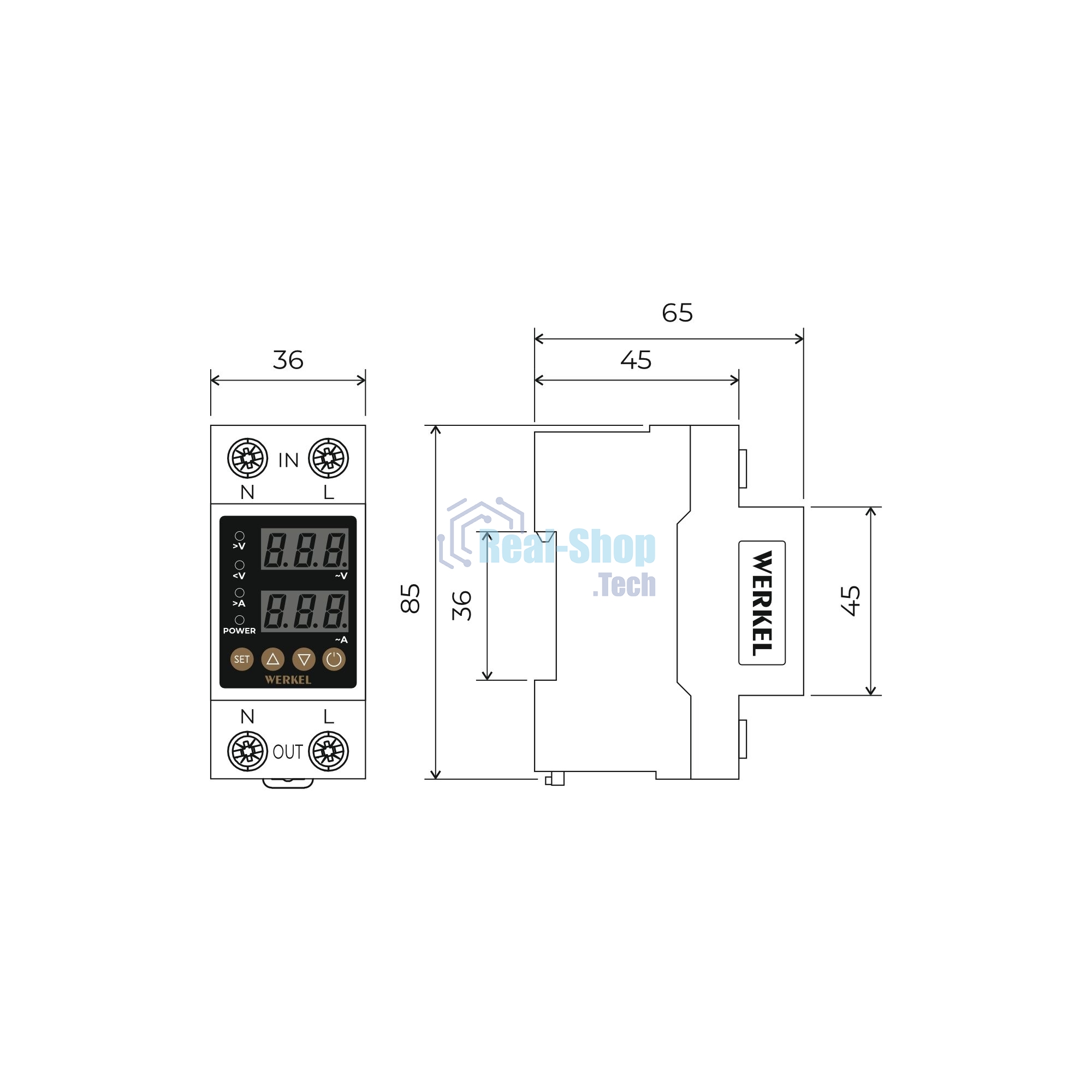 Реле напряжения Werkel 1P+N 63А W932P63R
