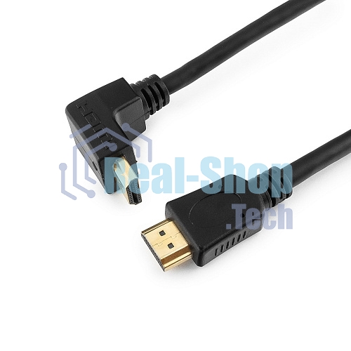 Кабель Cablexpert HDMI CC-HDMI490-15, 19M/19M, v2.0, медь, позол.разъемы, экран, угловой, 4.5м, черный, пакет