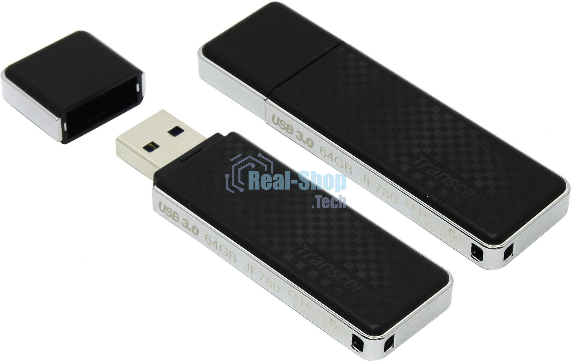 Флешка USB Transcend JetFlash 780 (TS64GJF780), 64Gb, USB 3.2 Gen 1 (USB 3.0), R/W 210/140, черный/серебристый