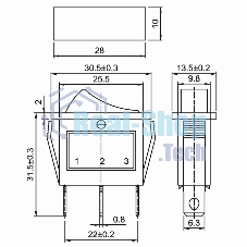 Выключатель клавишный Rexant 250V 15А (3с) ON-OFF синий с подсветкой