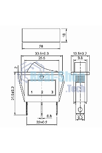 Выключатель клавишный Rexant 250V 15А (3с) ON-OFF синий с подсветкой