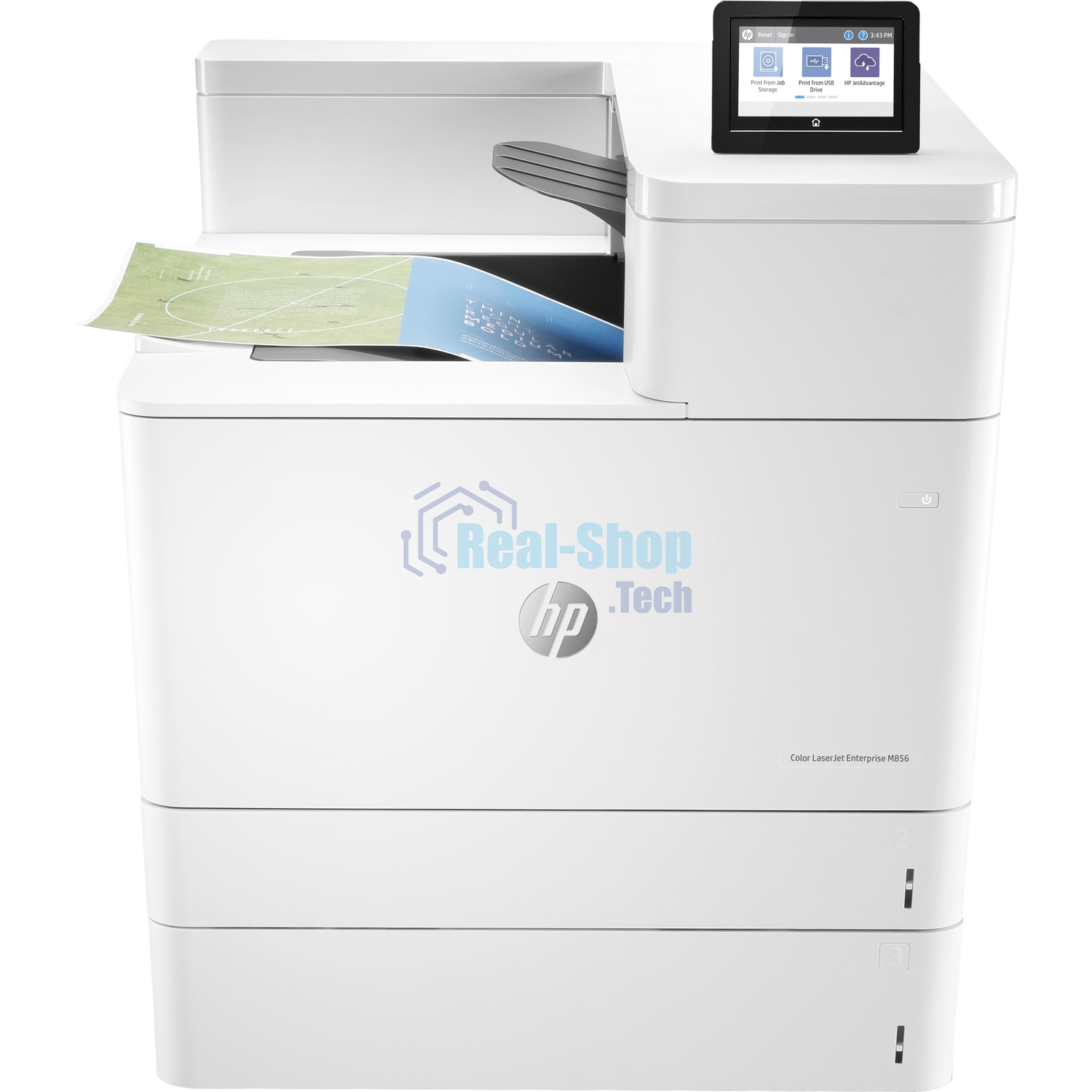 Принтер лазерный HP Color LaserJet Enterprise M856dn (A3, 1200dpi,ImageREt4800, 56(56) ppm, 1,5 Gb, 16Gb EMMC, Duplex, 2trays 550+100, 1y warr, cart. B 16K & CMY 13K pages in box, repl. A2W77A)