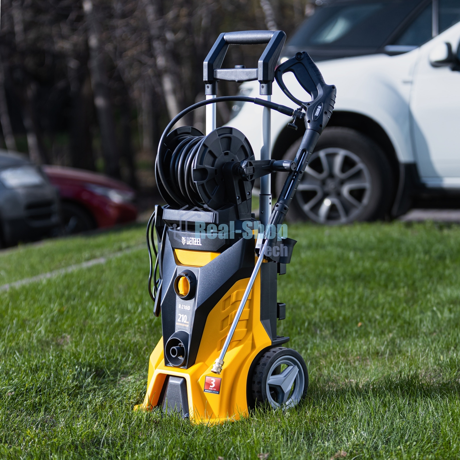 Моечная машина высокого давления Denzel R-210iD, 2600 Вт, 210 бар, 8,0 л/мин, асинх. двиг., бараб.