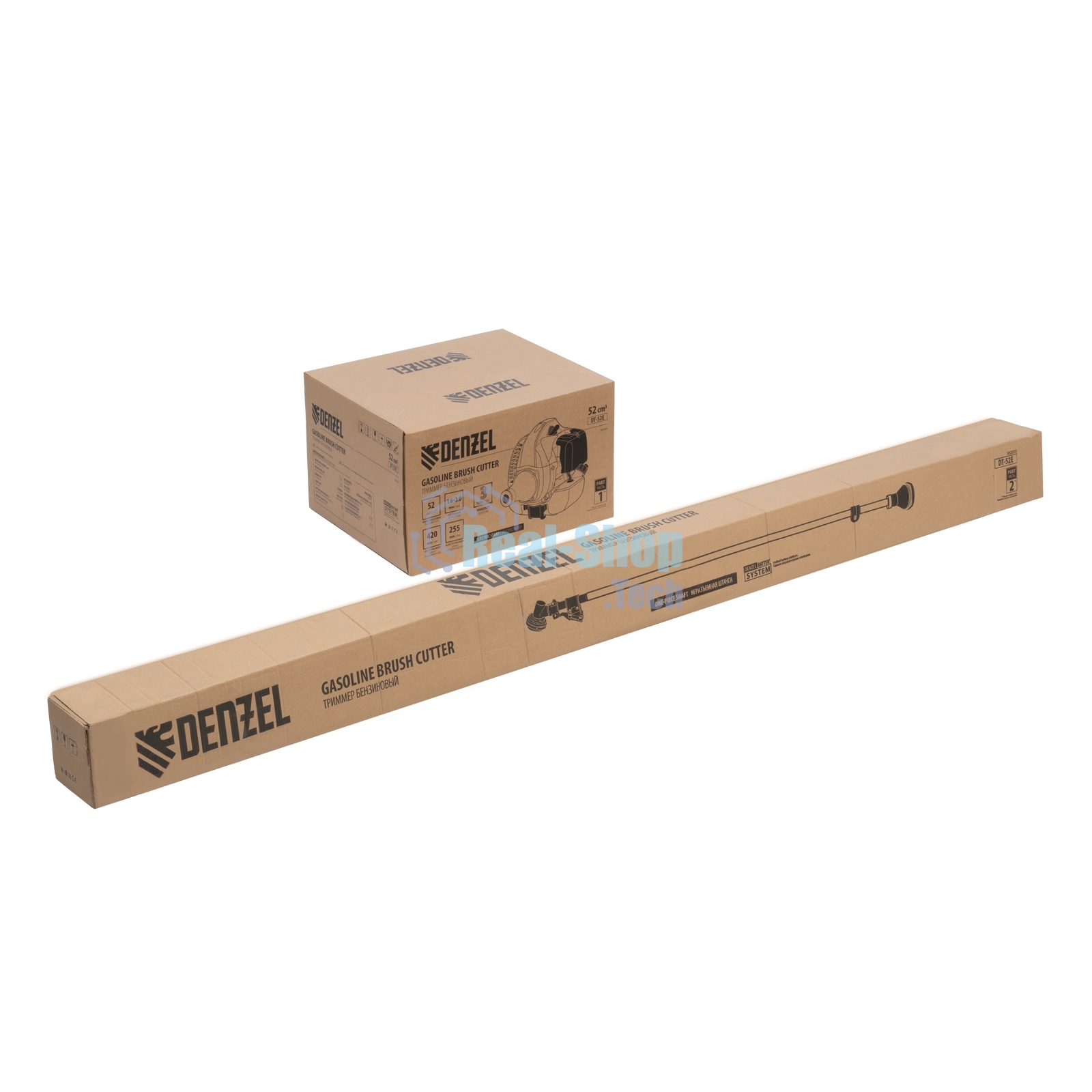 Триммер бензиновый Denzel DT-52E, 52 см3, неразъемная штанга, электростартер, состоит из 2 частей