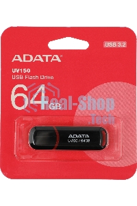 Флешка USB ADATA UV150 (AUV150-64G-RBK), 64Gb, USB 3.0, R/W 100/40, черный