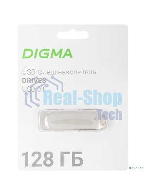 Флешка USB Digma DRIVE3 (DGFUM128A30SR), 128Gb, USB 3.0, R/W 70/30, серебристый