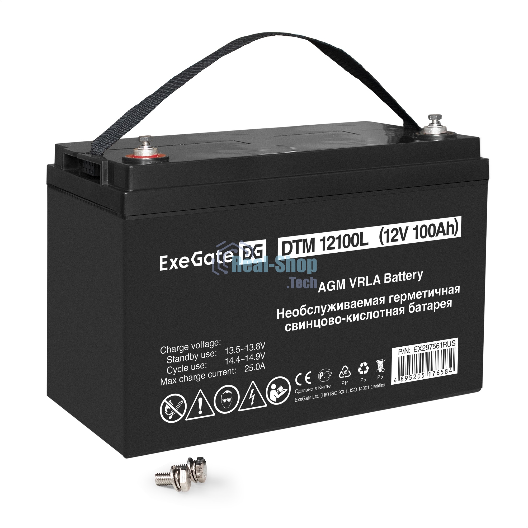 Аккумуляторная батарея ExeGate DTM 12100L (12V 100Ah, болт М6)