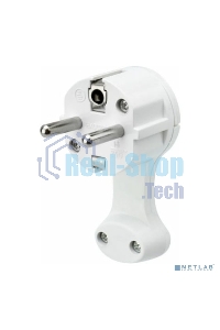 Вилка Евро Rexant угловая с з/к 16 А плоская за шкаф белая