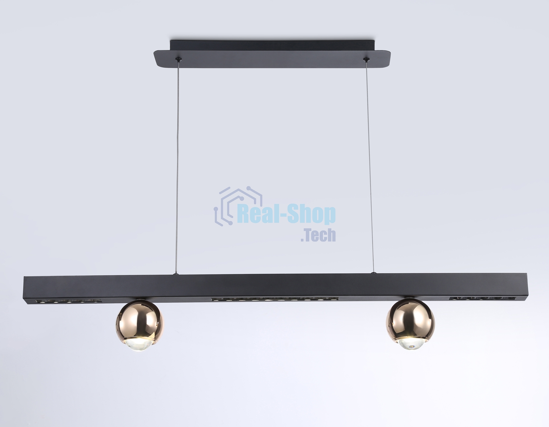 Подвесной светодиодный светильник Ambrella light FL5956 BK/GD черный/золото 4200K 18W 1000*70*1200 (Без ПДУ)