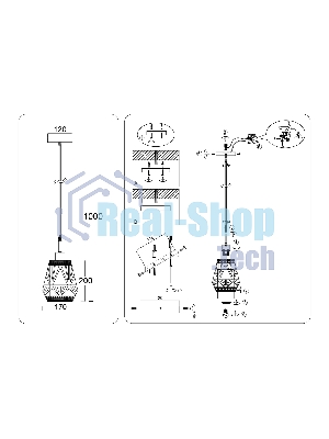 Светильник Ambrella light TR8521 BK/SB черный/бронза E27 max 60W D170*1000