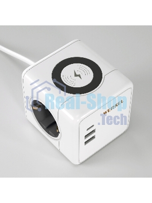 Розеточный блок 3-местный + 3 USB + беспроводная зарядка