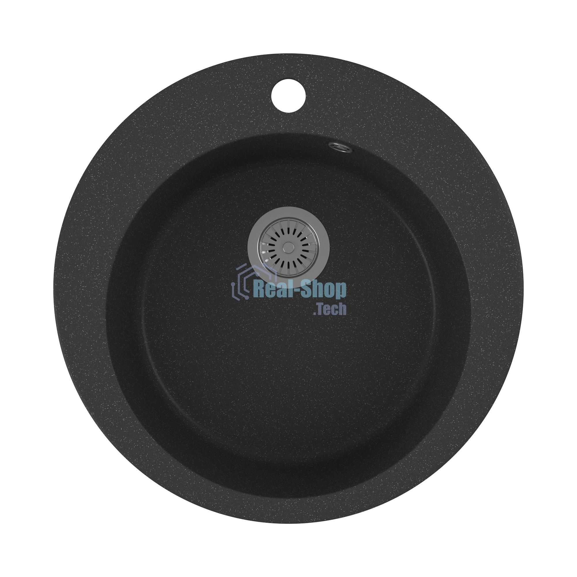 Мойка для кухни BAU Dream Black stone D 50, выпуск с сифоном в комплекте, черный камень