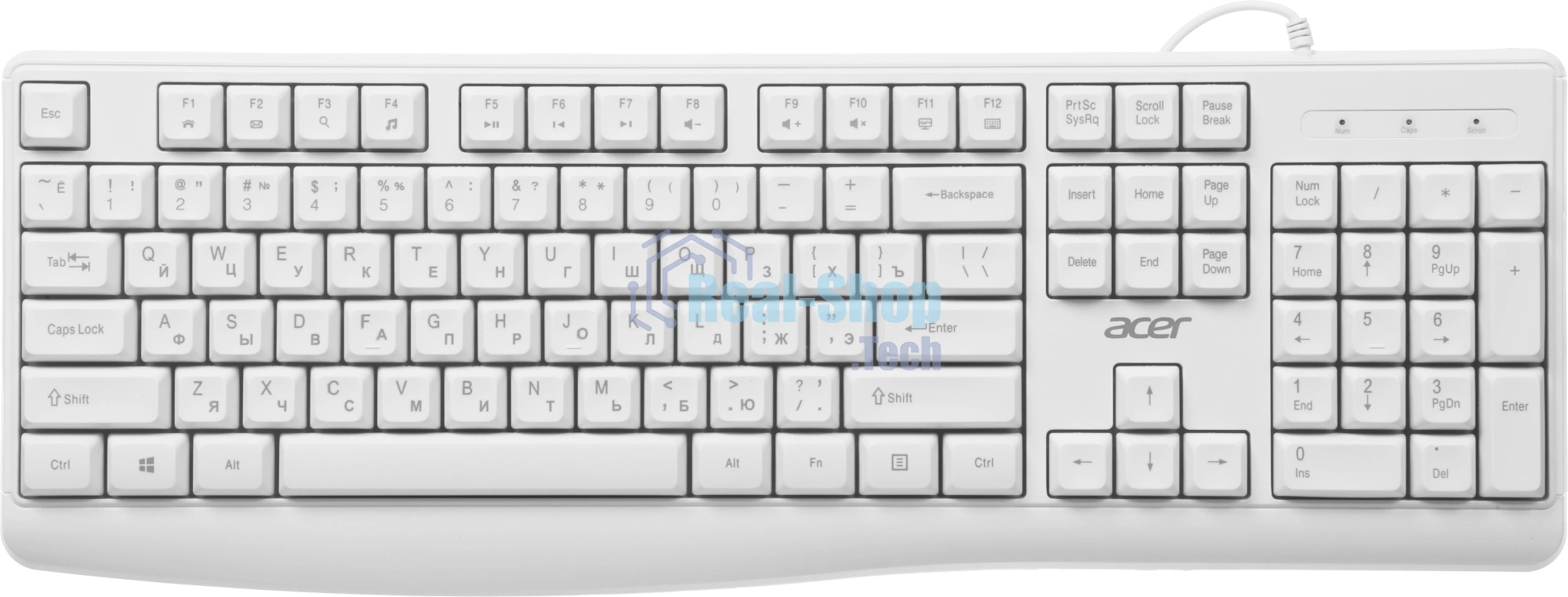 Клавиатура проводная Acer OKW301 (ZL.KBDCC.01B), USB, белый