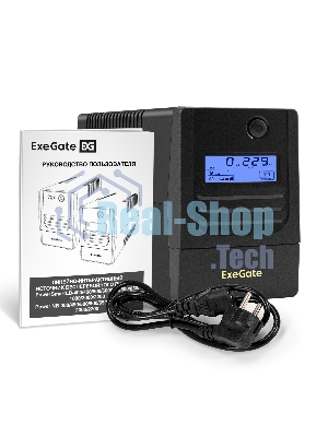Источник бесперебойного питания ExeGate Smart LB-1000.LCD.AVR.4C13 (1000VA/650W, LCD, AVR, 4*C13, батарея 12V 9Ah, черный)