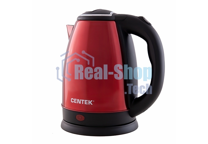 Чайник Centek CT-1068 RED (красный) металл 2л, 2000W, хромированная вставка на крышке