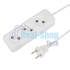 Удлинитель Rexant 3 гнезда, 10 м, 2х0.75 мм², б/з, белый (Сделано в России)