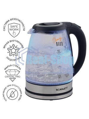 Чайник электрический Scarlett SC-EK27G36 1.8л. 1800Вт черный (корпус: стекло)