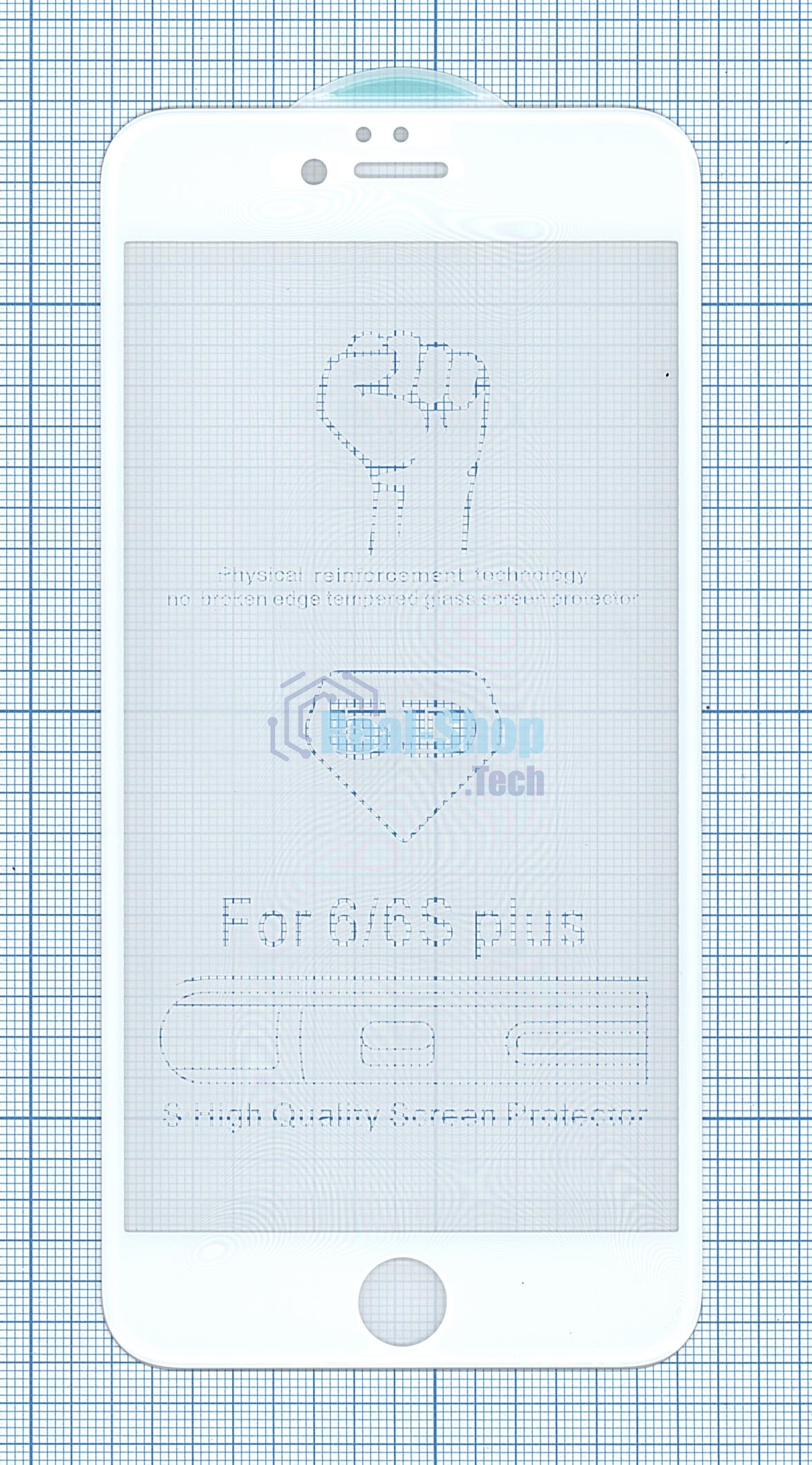 Защитное стекло 5D для iPhone 6/6S Plus белый